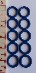 Zehn blau gefärbte Gummi-Maschenmarkierer (fanglos 7,9 mm) - Bild 1 von 1