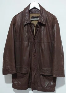giacca pelle marrone grande vintage yves saint laurent - Foto 1 di 11