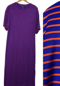 Zara Maxi T Shirt Dress Size M Knit Mariner Stripe Cruise Resort Wear Nautical - Picture 1 of 9
