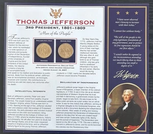 BRADFORD EXCHANGE 2 UNCIRCULATED PRESIDENTAL $1 COINS - THOMAS JEFFERSON 2007 - Picture 1 of 4