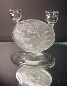 Seltener McKee Glass Company 2 Lite Paradiesvogel Kerzenhalter Art Deco  - Bild 1 von 5