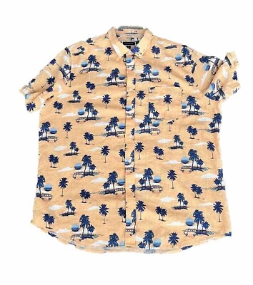 Club Room Mens Peachy Orange Palms Trees Hawaiian Vibe Beach VW Van Sunset XL EC - Image 1 of 4