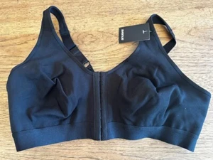 Avenue Body Pure Black Solid Size 38DDD Post Surgery Unlined Front Close Bra NWT - Picture 1 of 2