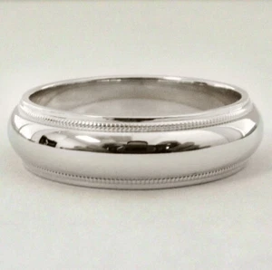 Klassischer Milgrain-Verlobungsring Ehering 14 K Weißgold-Finish 6 mm für Männer - Bild 1 von 4