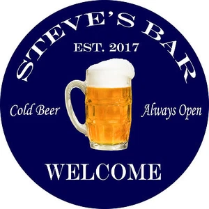 PERSONALIZEDWELCOME TO BAR ROUND METAL SIGN - Picture 1 of 1
