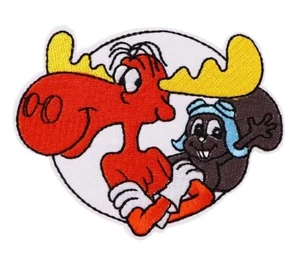 Parche de hierro bordado de 3,75 pulgadas de ancho de caracteres Rocky and Bullwinkle - Imagen 1 de 1