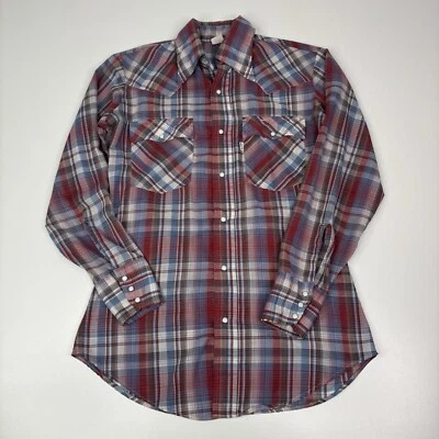 Camisa Levis Western Vintage Talla Pequeña Cuadros Perla Broches de presión  Foto 1 de 4