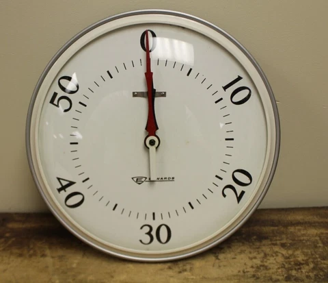 Vintage Edwards 13" Glass Dome Metal Case Electric 60 minute/second Studio Clock Cover