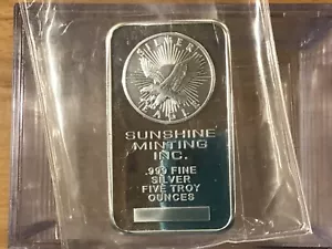Sunshine Minting Inc Silver Eagle 5 ounce Struck Silver Bar Sealed New E0446 - Picture 1 of 7
