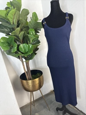 Michael Kors Sleeveless Sweater Dress Women’s  Form Fit Stretch Blue Size Large - Image 1 of 4