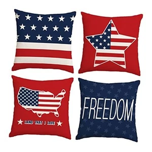 4th of July Throw Pillow Covers 18x18 Set 18" x 18" (Pack of 4) Independence 08 - Picture 1 of 8