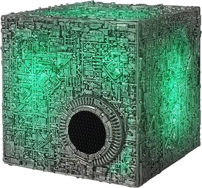 FAMETEK Borg Cube Bluetooth Speaker with Green Illumination, Sound Effects & Borg Quotes