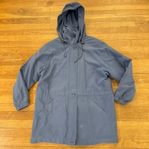 London Fog periwinkle blue hooded raincoat size large L b5 - Picture 1 of 4
