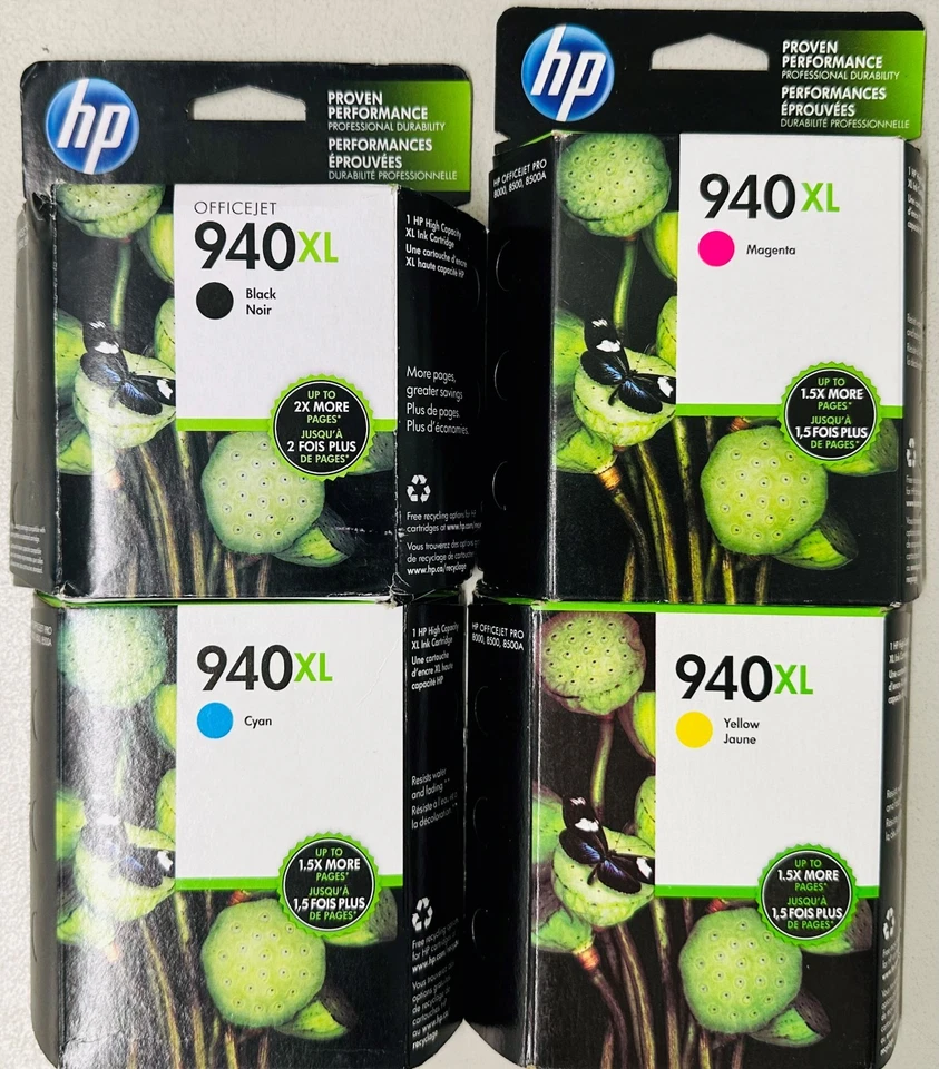 Nuevos cartuchos de tinta originales HP 940XL color negro 4PK Officejet Pro K5400 K550 Foto 1 de 2