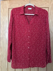 Gerry Weber Dark Red Viscose Long Sleeve Button Up Shirt Size 16 UK/44 EU - Picture 1 of 10
