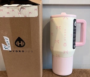 Hydrojug Pink Bows Traveler 20oz Kids Collection Girls Tumbler Cup New IN HAND - Picture 1 of 5