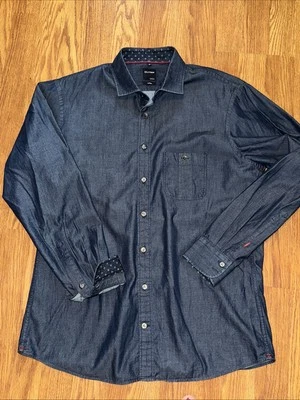 Olymp Shirt Mens Medium Indigo Blue Novum Natural Dye Cotton Pocket - Image 1 of 4