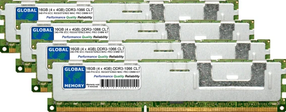 16GB (4x4GB) DDR3 1066MHz PC3-8500 ECC REG MAC PRO (2009-MID 2010-MID 2012) RAM - Image 1 of 1