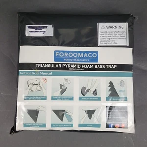 4 Pack Foroomaco Triangular Pyramid Bass Traps Corner Acoustic Sound Absorption - Picture 1 of 6
