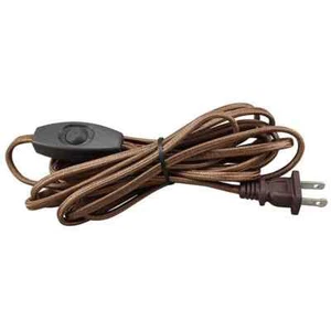 Brown Parallel Cloth Covered Cord with On/Off Toggle Switch & Molded Plug - Picture 1 of 1