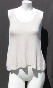 EILEEN FISHER Ivory Beige Soft Viscose Wool Double Layer Sweater Tank Top XS S - Picture 1 of 5