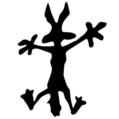 Sticker autocollant cartoon coyote crash