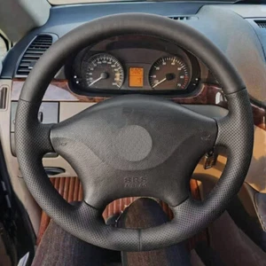 1x All BLACK Steering Wheel LEATHER Cover For Mercedes Benz Viano W639 2006-2011 - Picture 1 of 8