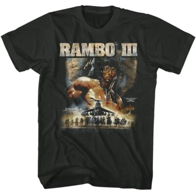 John Rambo Part 3 Movie T-Shirt CHOPPED POSTER New Licensed Smoke Cotton - Image 1 of 3