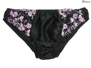 100% Natural Silk Women's Knickers Low Rise Briefs With Lace Solid Size S M ... - Picture 1 of 11
