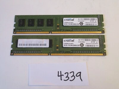 Crucial 2x2Gb=4Gb PC3-10600 1333Mhz DDR3 Desktop Memory RAM (4339) - Image 1 of 2