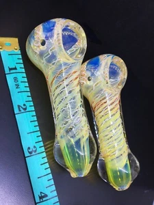 HEAVY USA 4” SPOON SWIRL BLOWN GLASS HAND PIPE PIPA TOBACCO THICK ART KB23C BOWL - Picture 1 of 12