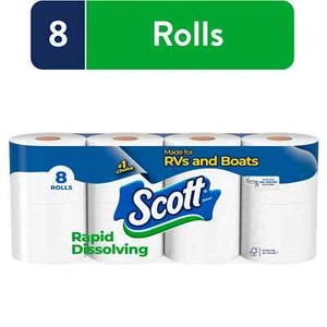 Papel higiénico Scott de disolución rápida para casas rodantes y barcos, 8 rollos dobles - Imagen 1 de 9