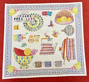Zara Home Square Kitchen Towel w Rainbow Coloured Pattern Ceramic Tea Art Spain - Picture 1 of 11