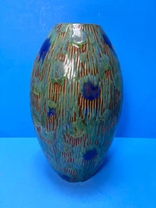 Vintage "Peacock" Art Pottery Vase ~ 16" - Picture 1 of 9