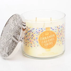 Bath & Body Works Cinnamon Caramel Swirl Scented 14.5oz Large 3 Wick Candle NEW - Picture 1 of 2