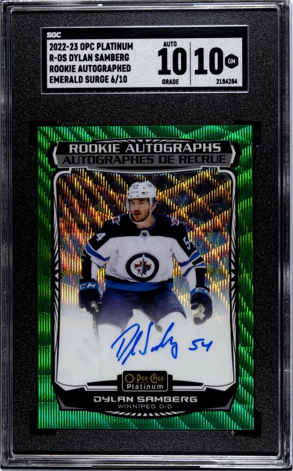 2022-23 O-Pee-Chee Platinum DYLAN SAMBERG Rookie Auto /10 Emerald Surge SGC 10 - Image 1 of 2