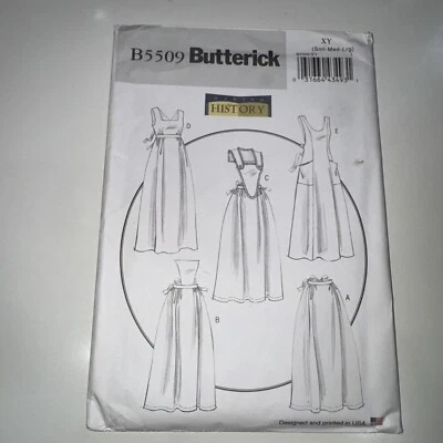 BUTTERICK 5509 Sizes S-M-L Historical Full-Length & Waist Aprons UNUSED - Image 1 of 4