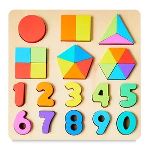 Wooden Shape and Number Puzzle, Baby and Toddler Toys - Picture 1 of 6
