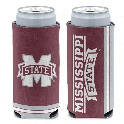 Mississippi State Bulldogs 12oz Slim Can Cooler [NEW]  Beer Coozie Claw Holder Cover