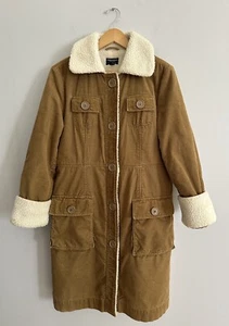 American Eagle Sherpa gefütterter Midi Penny Lane Mantel Knopfleiste Damen Gr. L kuschelig - Bild 1 von 14