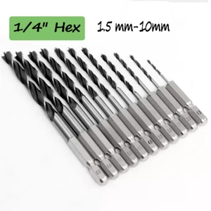 1.5 - 10mm  Zentrierspitze Hex Spiralbohrer drei spitze Holzspiralbohrer - Picture 1 of 25