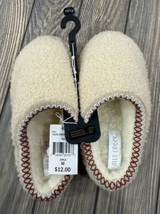 Mädchen beige Falls Creek Sherpa Clog Hausschuhe M 12/13 mit roter Naht Borte - Bild 1 von 4