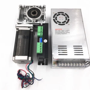 Nema23 Stepper Motor Drive kit &Power Supply 50:1 Worm Gearbox  3A L76mm for CNC - Picture 1 of 11