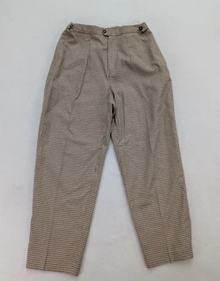 LizSport Vintage 90s Women's Pants Size 12P Beige Plaid High Rise - Image 1 of 4
