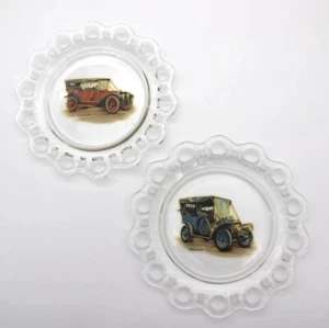 Antique Car Plates, Oldsmobile and Studebaker Glass Collectable Cabinet Display, - Picture 1 of 7