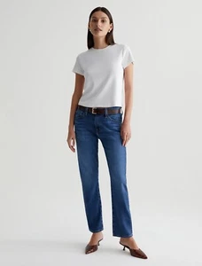 Adriano Goldschmied Ex-Boyfriend Slouchy Slim Jeans Womens 32 Blue Raw Hem NEW - Picture 1 of 13