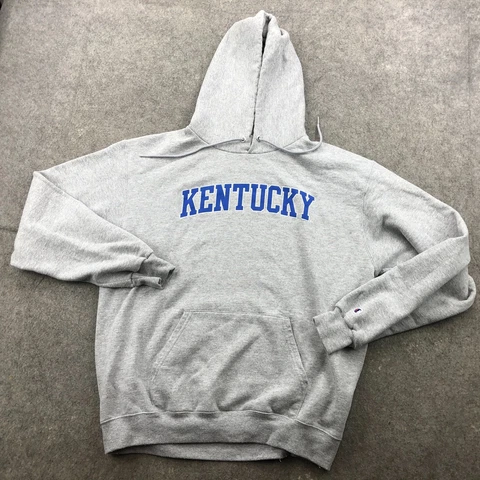 Kentucky Wildcats Sweatshirt Men Large Gray  Spell Out Embroidered Fleece Hoodie Cover