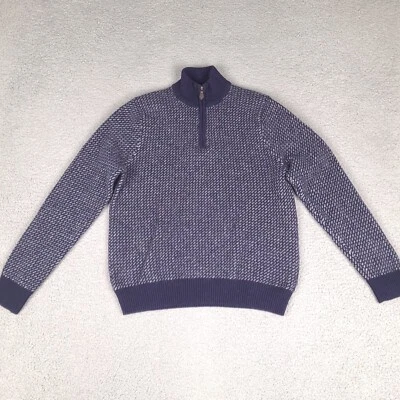 Brooks Brothers Sweater Mens Small Birdseye Scottish Lambswool Mockneck 1/4 Zip - Image 1 of 4