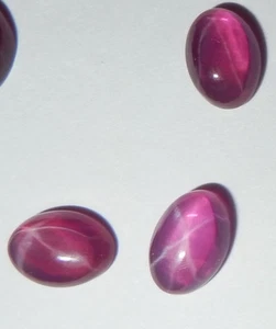 Transparent Star Ruby Oval 7x5 mm Cabochon 6 Rayed Lab-created Stone 3 pcs Lot - Picture 1 of 12