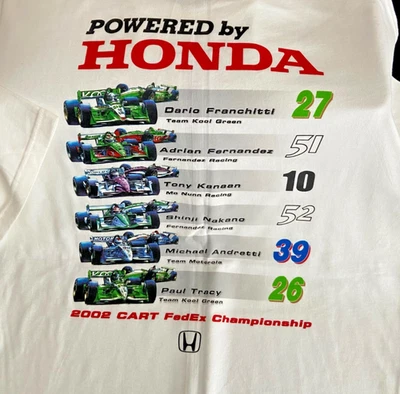 2002 CART FedEx Champ Car HONDA t-shirt Adult XL Andretti + Team KOOL Indy Car - Image 1 of 4